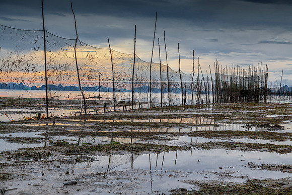 FISHING NETS AT DUSK, KRABI, THAILAND